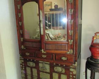 antique 2 piece Chinese blanket chest