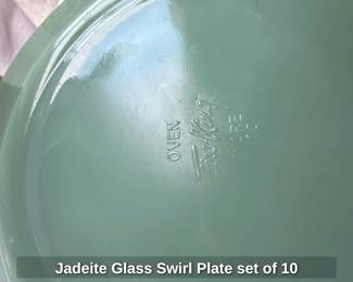 Jadeite Glass Swirl Plate set of 10
