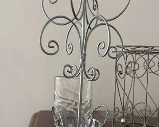Wrought Iron and Glass Candle Holder