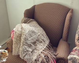 Vintage Upholstered Armchair with Diamond Pattern