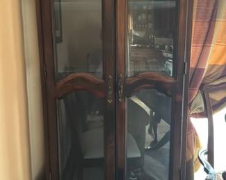 Vintage Display Cabinet with Glass Doors and Drawers