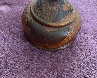 Carved Wooden Trinket Box with Lid