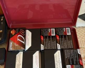 TDK Cassette Tape Storage Tin with Assorted Cassette Tapes