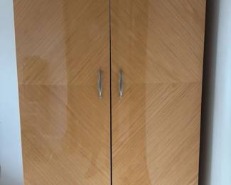 Mid Century Modern Wood Cabinet with Figured Veneer