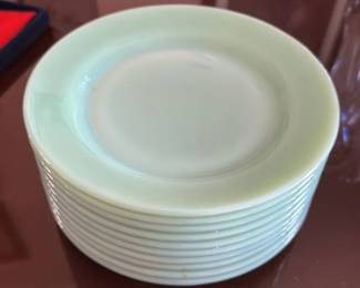 Jadeite Glass Swirl Plate set of 10