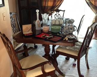 Antique Dining Set with China and Crystal