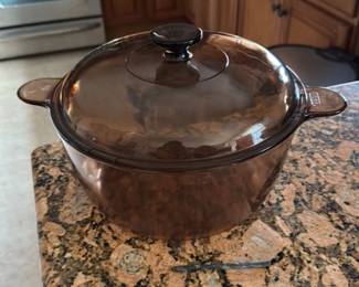 Vintage CorningWare Vision Ware Amber Glass Casserole Dish with Lid