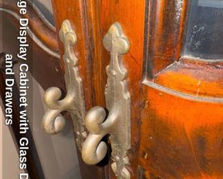 Vintage Display Cabinet with Glass Doors and Drawers