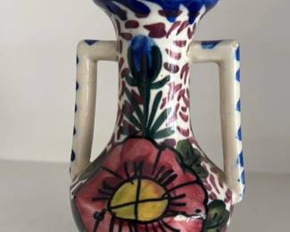 Spanish Ceramic Vase with Floral Motif