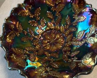 Imperial Glass "Grape" Pattern Carnival Glass Bowl