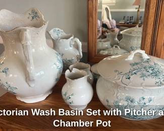 Victorian Wash Basin Set with Pitcher and Chamber Pot