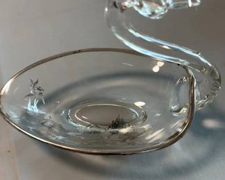 Antique Glass Sconce with Silver Overlay