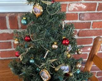 Small Artificial Christmas Tree with Ornaments