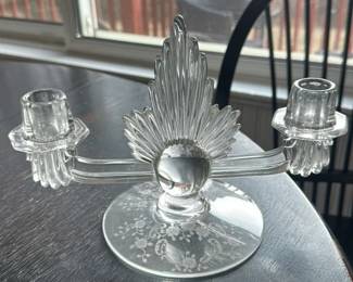 Antique Crystal Candlestick Holder