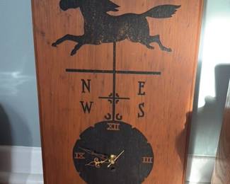 Rustic Horse and Compass Wall Clock