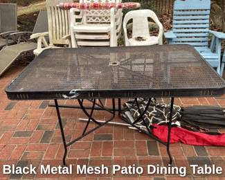 Black Metal Mesh Patio Dining Table