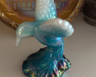 Iridescent Glass Hummingbird Figurine