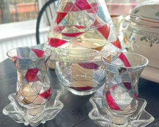Stained Glass Hurricane Candle Holders