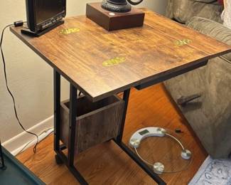 Rustic Industrial rolling Desk with Integrated Storage