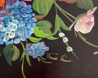 Vintage Hand Painted Floral Tray