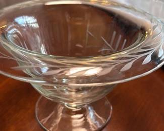Etched Glass Compote Dish