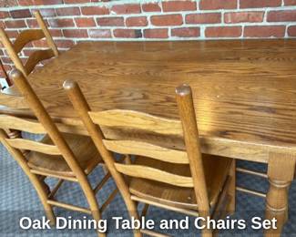 Oak Dining Table and Chairs Set