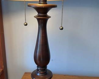Vintage Wooden Table Lamp with Fabric Shade