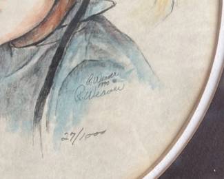 R.W. Weaver "27/100" Signed Lithograph Print of a Child with Lighthouse