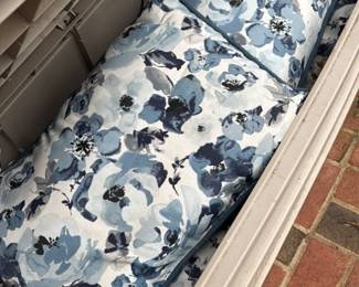 Outdoor Lumbar Pillow with Blue Floral Pattern