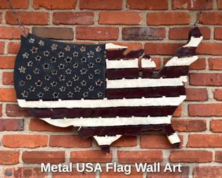 Metal USA Flag Wall Art