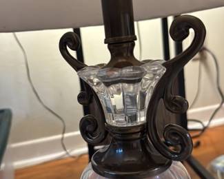 Crystal Table Lamp with Ornate Bronze Base