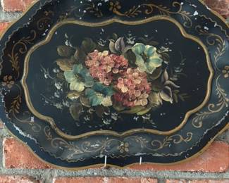 Vintage Hand Painted Floral Tray