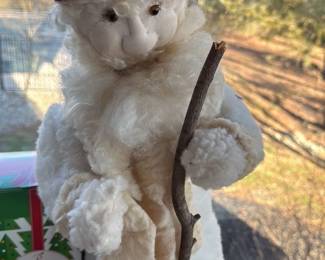 Plush Snowman Figurine with Stick Arms