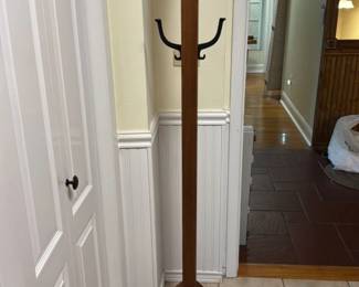 Vintage Wooden Hall Tree Coat Rack