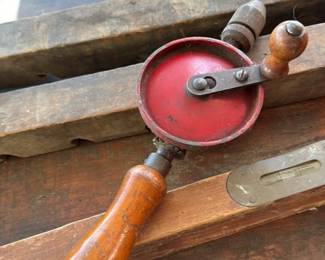 Antique Wooden Tool chest with Hand Tools
