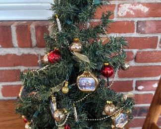 Small Artificial Christmas Tree with Ornaments
