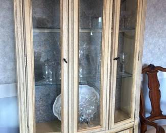 Vintage China Cabinet with Glass Doors and Drawers