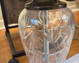 Crystal Table Lamp with Ornate Bronze Base