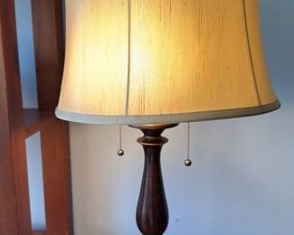 Vintage Wooden Table Lamp with Fabric Shade