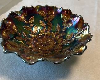 Imperial Glass "Grape" Pattern Carnival Glass Bowl