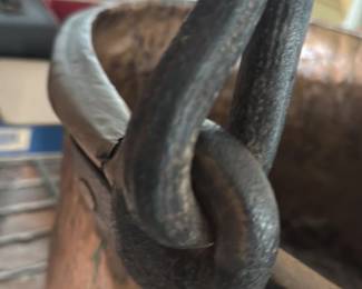 Antique Copper Cauldron with Iron Handle