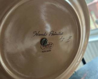 Vintage Hand Painted Ceramic Pitcher, Cake Stand and Salt & Pepper Shaker Set