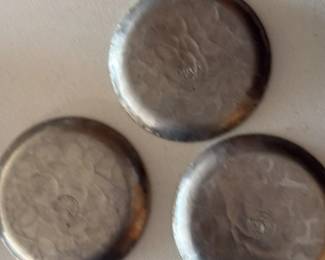 Set of 3 Vintage Pinecone Embossed Metal Coasters