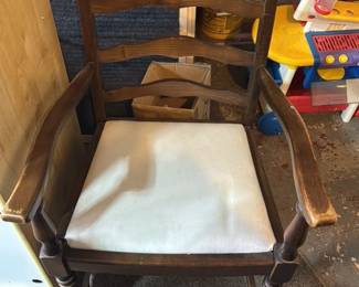 Vintage Wooden Rocking Chair with Upholstered seat
