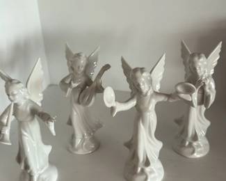 Set of Four Porcelain Angels with Musical Instruments