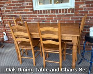 Oak Dining Table and Chairs Set