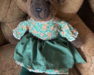 Vintage Teddy Bear with Floral Dress