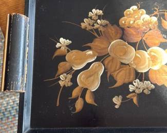 Vintage Decorative Tray with Fruit and Floral Motif