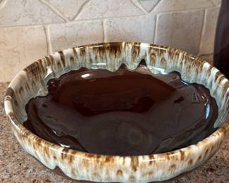 Mid Century Drip Glaze Ceramic Serving Bowl