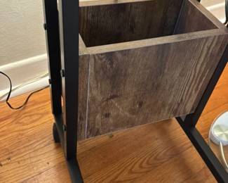 Rustic Industrial Style Rolling Desk with Integrated Storage